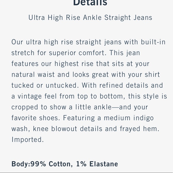 [SOLD] Abercrombie and Fitch high rise straight leg ankle short jeans - Picture 5 of 6